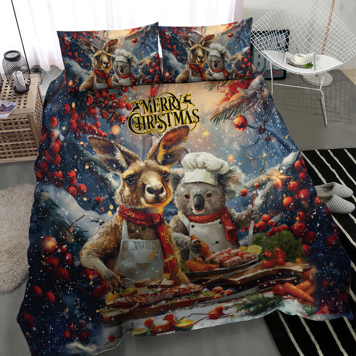 Aussie Christmas Kangaroo and Koala Bedding Set