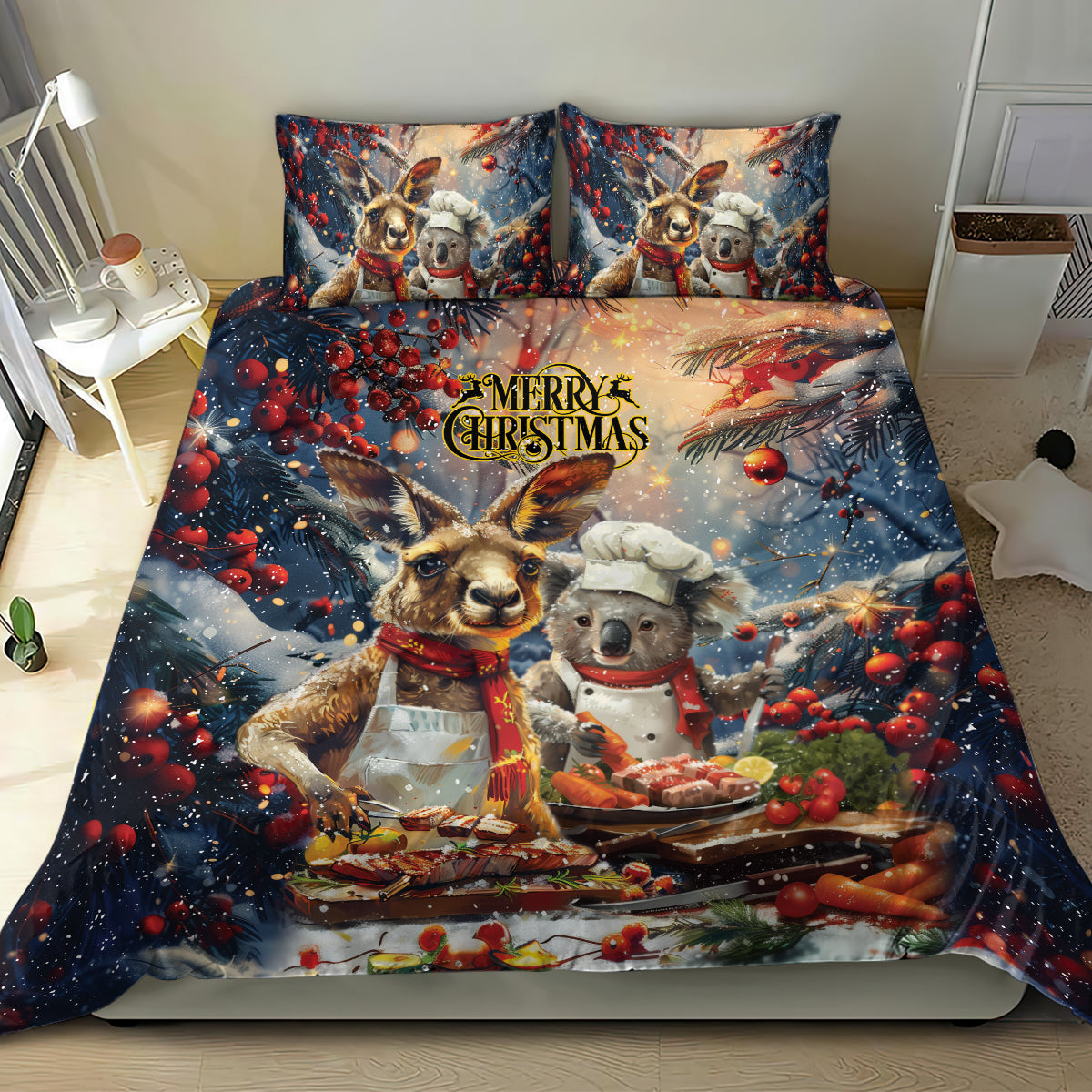 Aussie Christmas Kangaroo and Koala Bedding Set