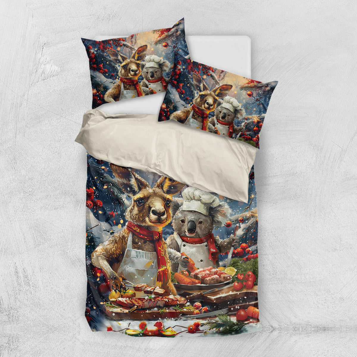 Aussie Christmas Kangaroo and Koala Bedding Set