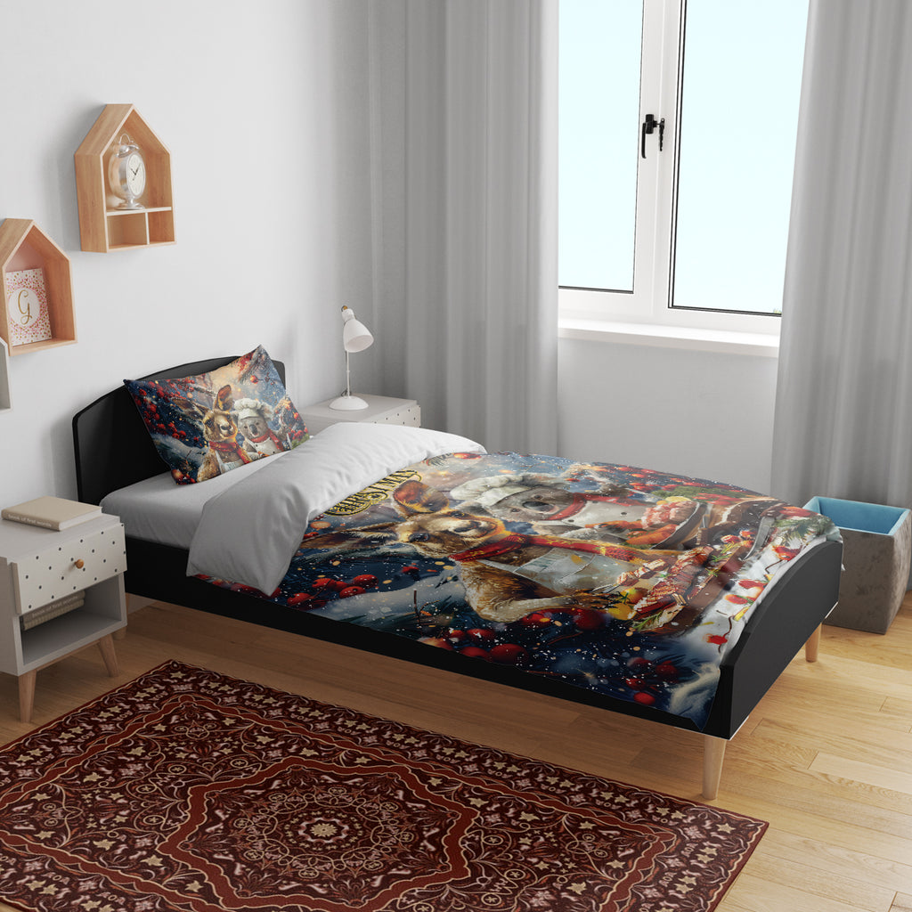 Aussie Christmas Kangaroo and Koala Bedding Set
