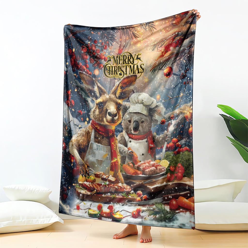 Aussie Christmas Kangaroo and Koala Blanket