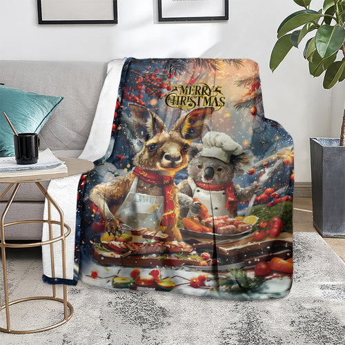 Aussie Christmas Kangaroo and Koala Blanket