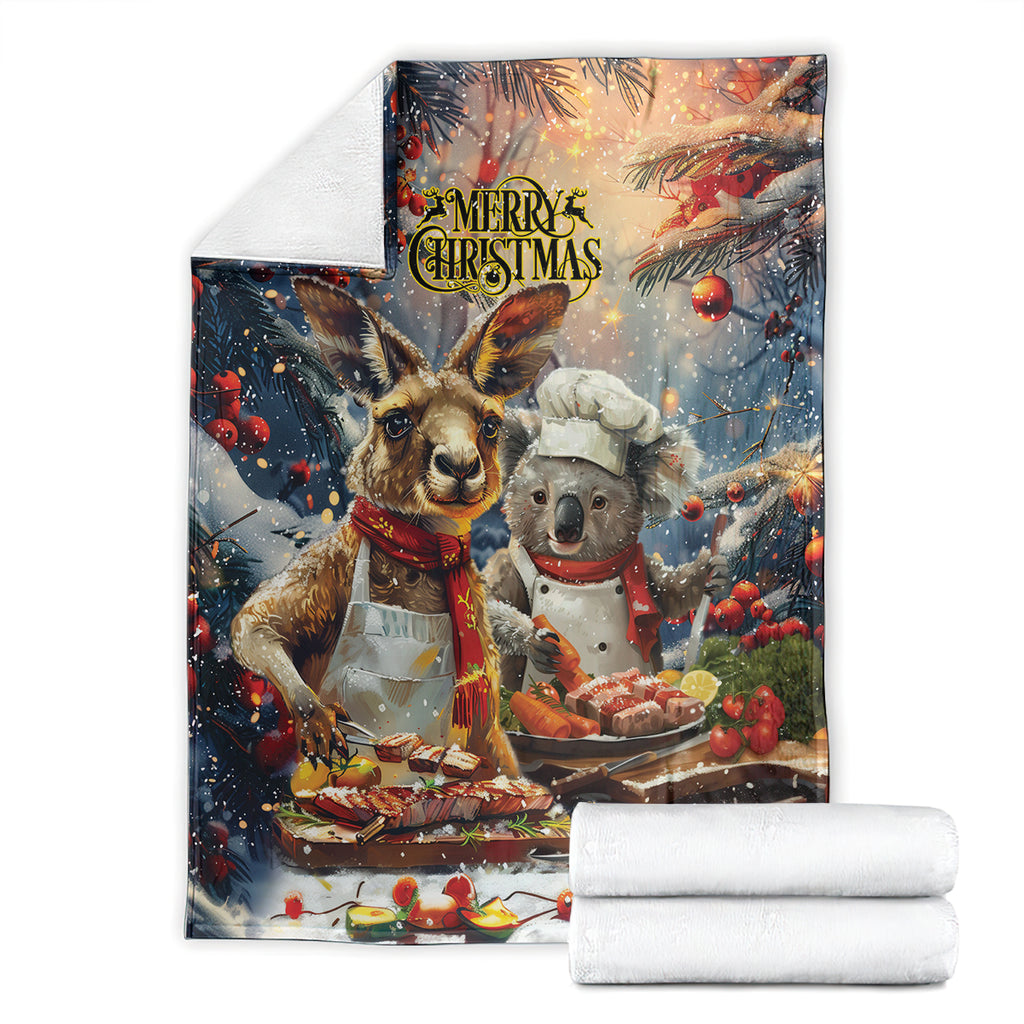 Aussie Christmas Kangaroo and Koala Blanket