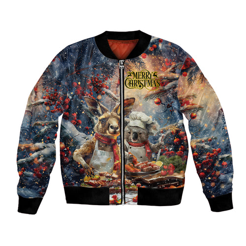 Personalised Aussie Christmas Kangaroo and Koala Bomber Jacket