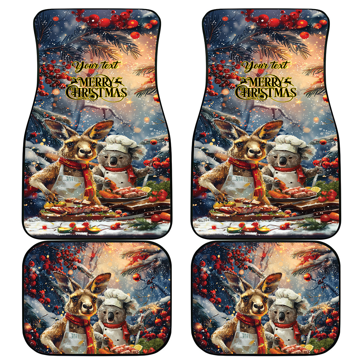 Aussie Christmas Kangaroo and Koala Car Mats