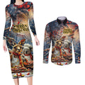 Personalised Aussie Christmas Kangaroo and Koala Couples Matching Long Sleeve Bodycon Dress and Long Sleeve Button Shirt