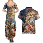 Personalised Aussie Christmas Kangaroo and Koala Couples Matching Summer Maxi Dress and Hawaiian Shirt
