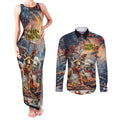 Personalised Aussie Christmas Kangaroo and Koala Couples Matching Tank Maxi Dress and Long Sleeve Button Shirt