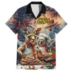 Personalised Aussie Christmas Kangaroo and Koala Family Matching Long Sleeve Bodycon Dress and Hawaiian Shirt
