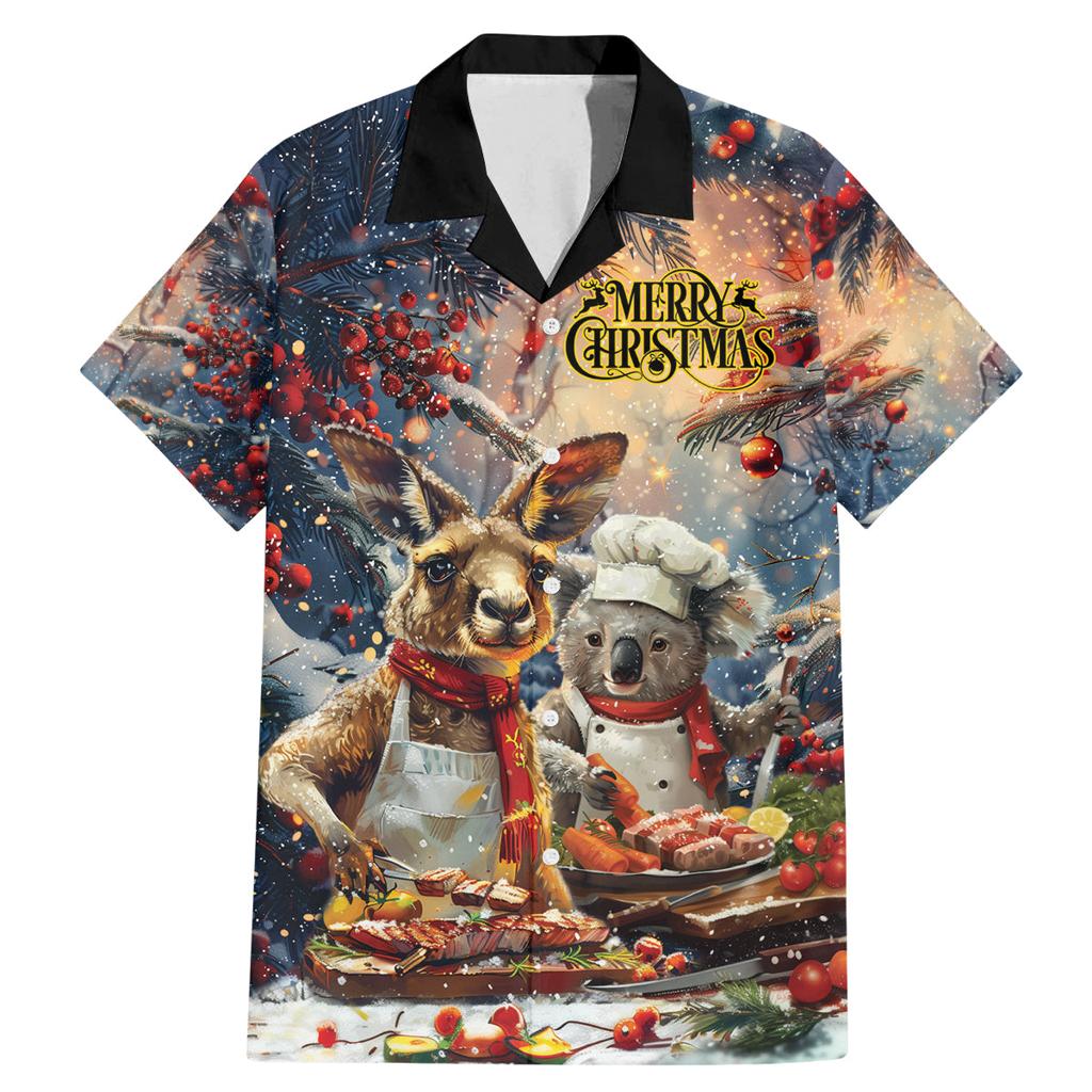 Personalised Aussie Christmas Kangaroo and Koala Family Matching Mermaid Dress and Hawaiian Shirt