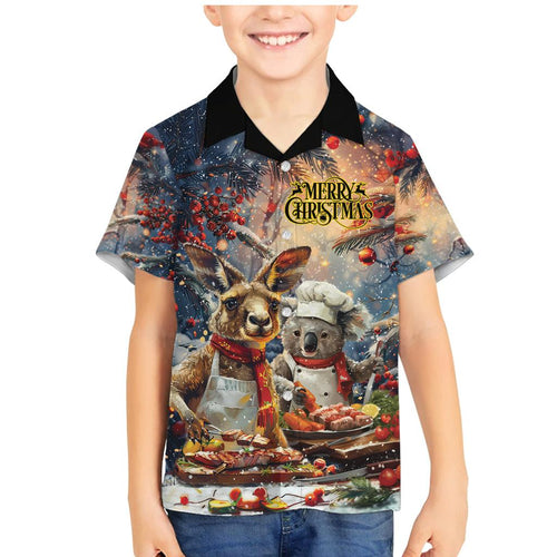 Personalised Aussie Christmas Kangaroo and Koala Family Matching Mermaid Dress and Hawaiian Shirt