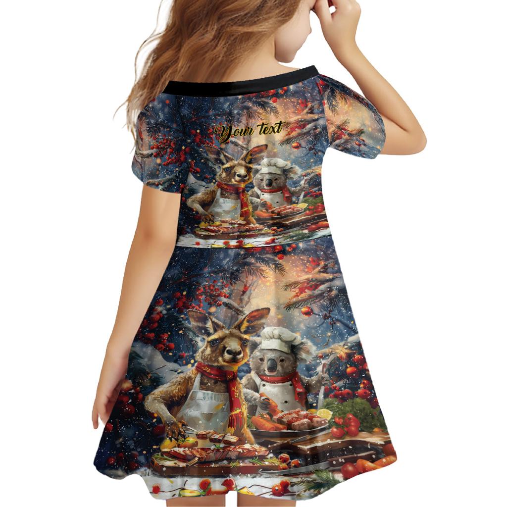 Personalised Aussie Christmas Kangaroo and Koala Family Matching Off The Shoulder Long Sleeve Dress and Hawaiian Shirt
