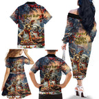 Personalised Aussie Christmas Kangaroo and Koala Family Matching Off The Shoulder Long Sleeve Dress and Hawaiian Shirt