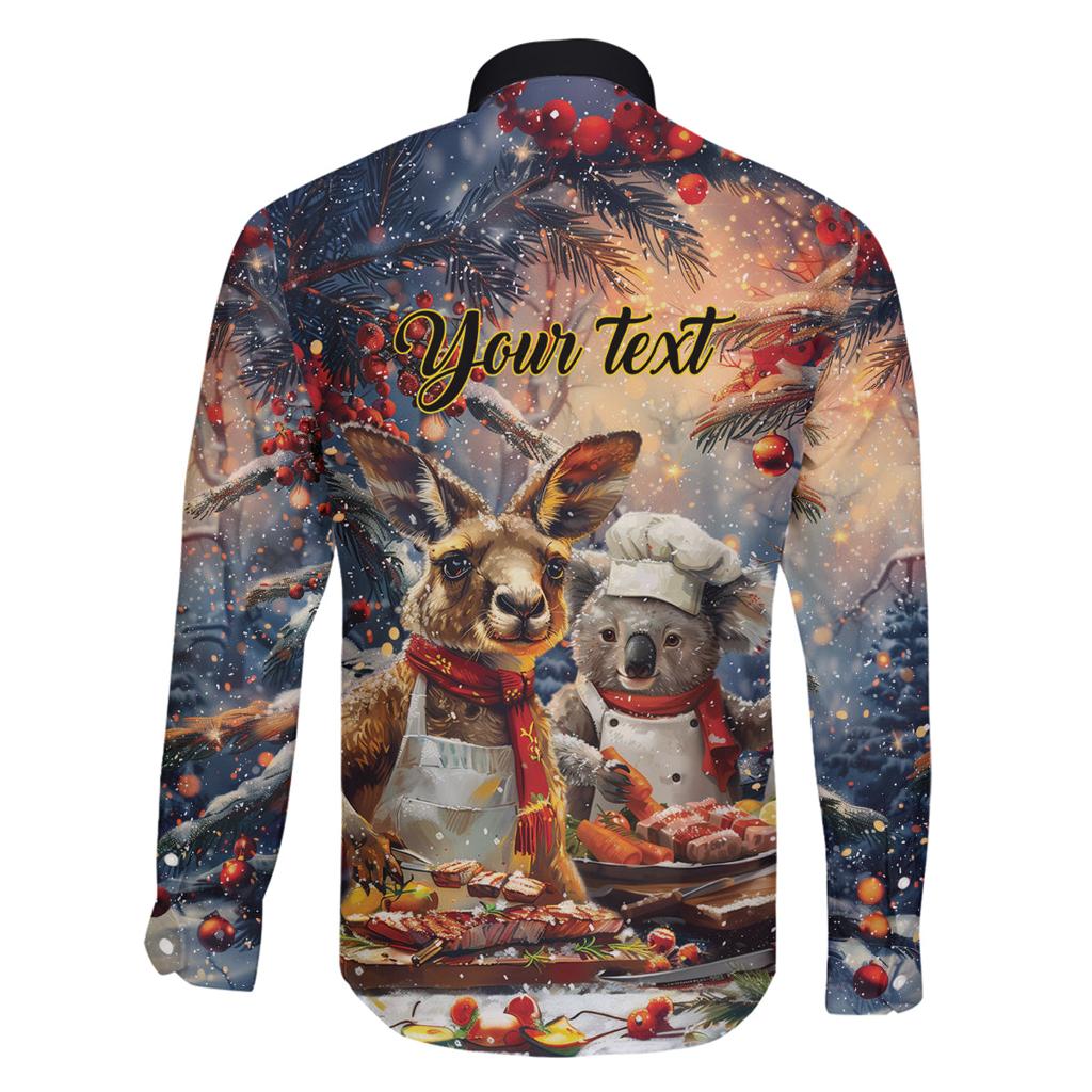 Personalised Aussie Christmas Kangaroo and Koala Family Matching Off The Shoulder Long Sleeve Dress and Hawaiian Shirt