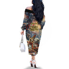 Personalised Aussie Christmas Kangaroo and Koala Family Matching Off The Shoulder Long Sleeve Dress and Hawaiian Shirt