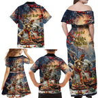 Personalised Aussie Christmas Kangaroo and Koala Family Matching Off Shoulder Maxi Dress and Hawaiian Shirt