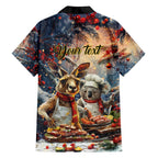 Personalised Aussie Christmas Kangaroo and Koala Family Matching Off Shoulder Maxi Dress and Hawaiian Shirt