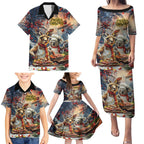 Personalised Aussie Christmas Kangaroo and Koala Family Matching Puletasi and Hawaiian Shirt