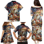 Personalised Aussie Christmas Kangaroo and Koala Family Matching Puletasi and Hawaiian Shirt