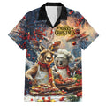 Personalised Aussie Christmas Kangaroo and Koala Family Matching Short Sleeve Bodycon Dress and Hawaiian Shirt