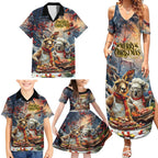 Personalised Aussie Christmas Kangaroo and Koala Family Matching Summer Maxi Dress and Hawaiian Shirt