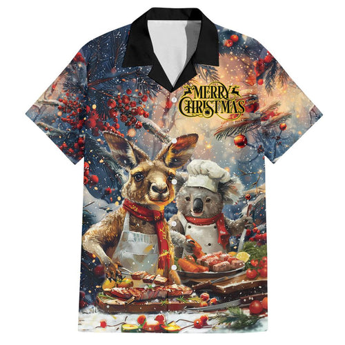Personalised Aussie Christmas Kangaroo and Koala Family Matching Summer Maxi Dress and Hawaiian Shirt