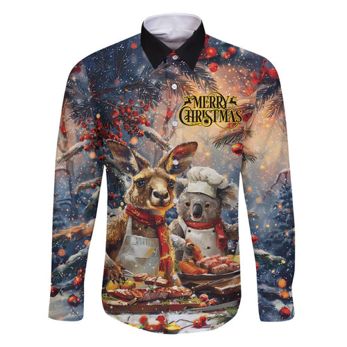 Personalised Aussie Christmas Kangaroo and Koala Family Matching Summer Maxi Dress and Hawaiian Shirt