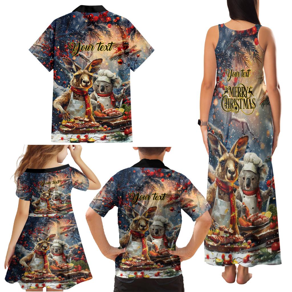 Personalised Aussie Christmas Kangaroo and Koala Family Matching Tank Maxi Dress and Hawaiian Shirt
