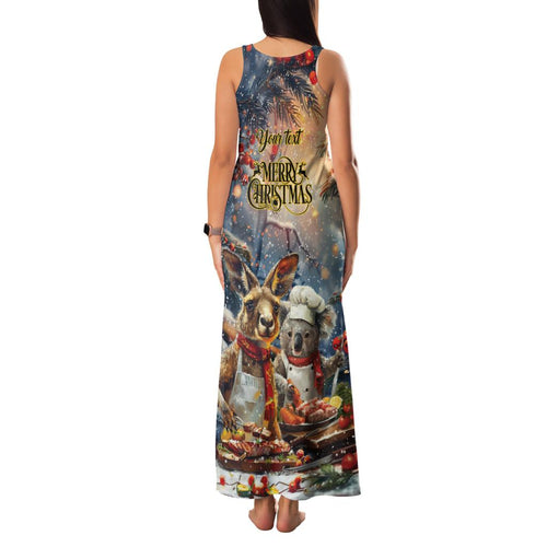 Personalised Aussie Christmas Kangaroo and Koala Family Matching Tank Maxi Dress and Hawaiian Shirt