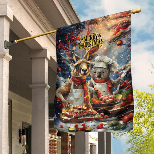 Aussie Christmas Kangaroo and Koala Garden Flag