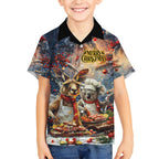 Personalised Aussie Christmas Kangaroo and Koala Kid Hawaiian Shirt