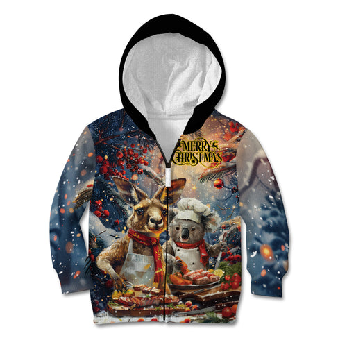 Personalised Aussie Christmas Kangaroo and Koala Kid Hoodie