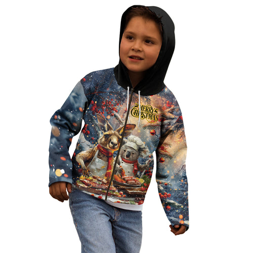 Personalised Aussie Christmas Kangaroo and Koala Kid Hoodie