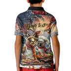 Personalised Aussie Christmas Kangaroo and Koala Kid Polo Shirt