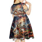 Personalised Aussie Christmas Kangaroo and Koala Kid Short Sleeve Dress