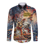 Personalised Aussie Christmas Kangaroo and Koala Long Sleeve Button Shirt
