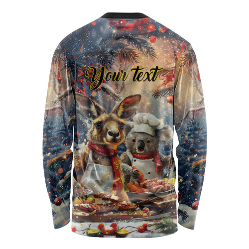 Personalised Aussie Christmas Kangaroo and Koala Long Sleeve Shirt