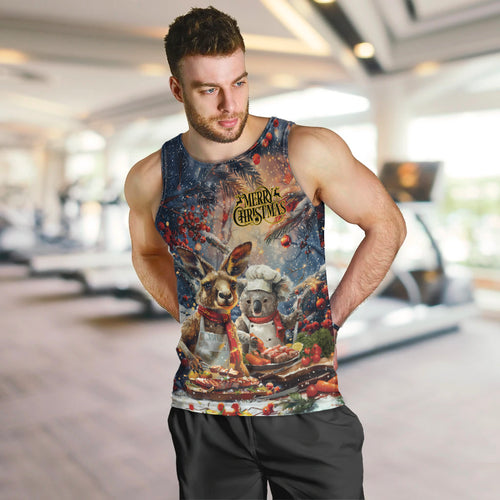 Personalised Aussie Christmas Kangaroo and Koala Men Tank Top