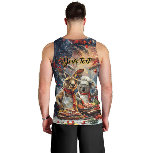 Personalised Aussie Christmas Kangaroo and Koala Men Tank Top