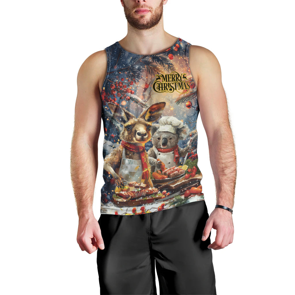 Personalised Aussie Christmas Kangaroo and Koala Men Tank Top
