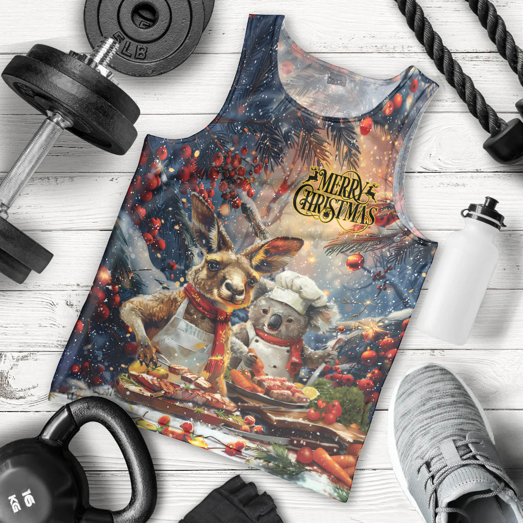 Personalised Aussie Christmas Kangaroo and Koala Men Tank Top
