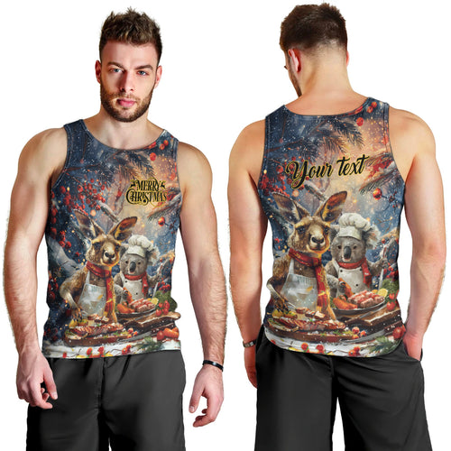 Personalised Aussie Christmas Kangaroo and Koala Men Tank Top