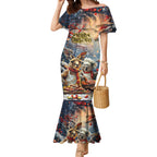 Personalised Aussie Christmas Kangaroo and Koala Mermaid Dress