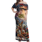 Personalised Aussie Christmas Kangaroo and Koala Off Shoulder Maxi Dress