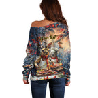 Personalised Aussie Christmas Kangaroo and Koala Off Shoulder Sweater