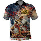 Personalised Aussie Christmas Kangaroo and Koala Polo Shirt