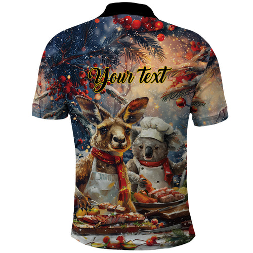 Personalised Aussie Christmas Kangaroo and Koala Polo Shirt