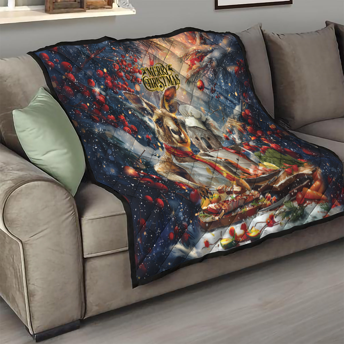 Aussie Christmas Kangaroo and Koala Quilt