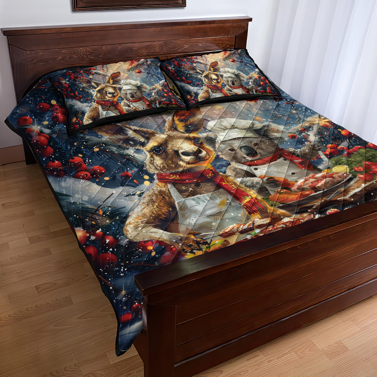 Aussie Christmas Kangaroo and Koala Quilt Bed Set