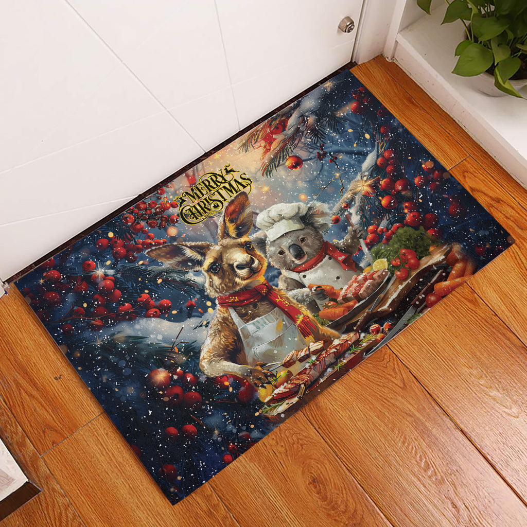 Aussie Christmas Kangaroo and Koala Rubber Doormat